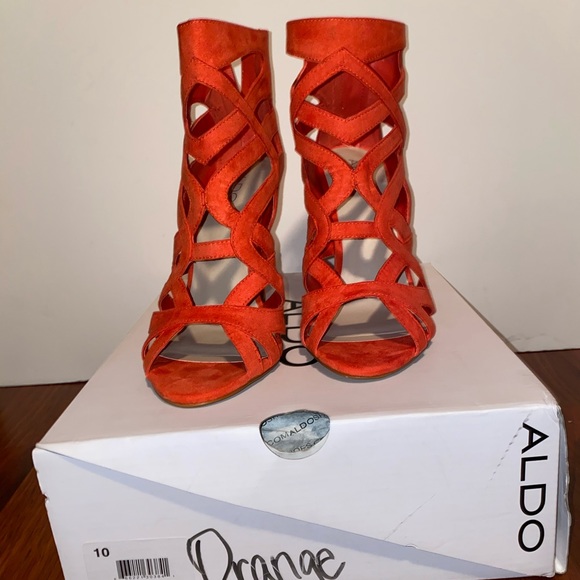 Aldo Orange Faux Suede Caged Sandal - Picture 4 of 7